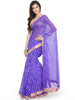 Blue woven faux georgette saree with blouse 2