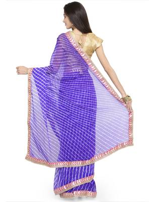 Blue woven faux georgette saree with blouse 3