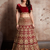 Women's Red Velvet Resham Lehenga Choli Set
