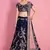 Navy Blue Embroidered semi velvet Semi Stitched wedding lehenga