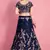 Navy Blue Embroidered semi velvet Semi Stitched wedding lehenga