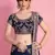 Navy Blue Embroidered semi velvet Semi Stitched wedding lehenga