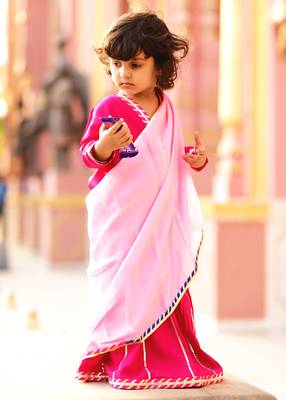 Pink Embroidered Rayon Stitched Lehenga 1