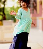 Blue Embroidered Crepe Stitched Lehenga