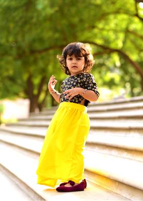 Yellow Embroidered Crepe Stitched Lehenga 3