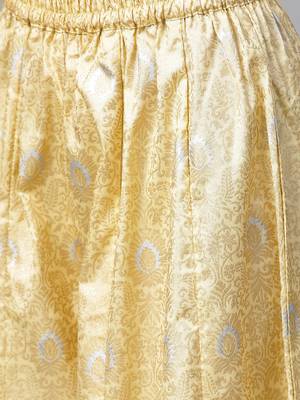 Yellow printed polyester kurti with palazzo and dupatta 2