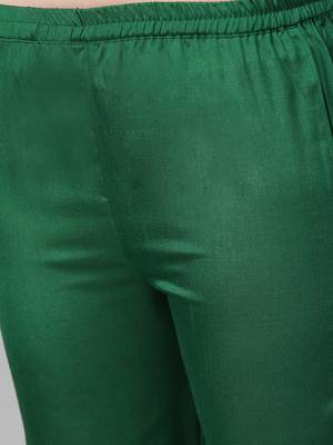 Green printed polyester kurti with trouser and dupatta 2