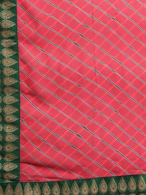 Green printed polyester kurti with trouser and dupatta 5