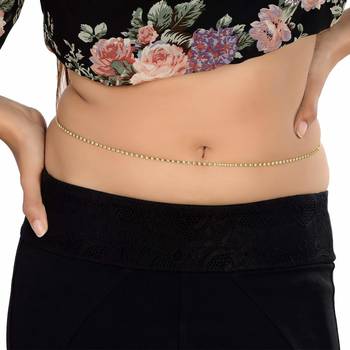 Designer Diamond Stone Golden Waist Belt Kamarbandh Kamarpatta Belly Hips Chain 1