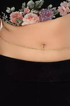 Designer Diamond Stone Golden Waist Belt Kamarbandh Kamarpatta Belly Hips Chain
