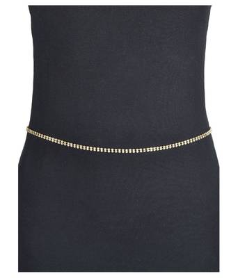 Designer Double Line Diamond Stone Golden Waist Belt Kamarbandh Kamarpatta Belly Hips Chain 1