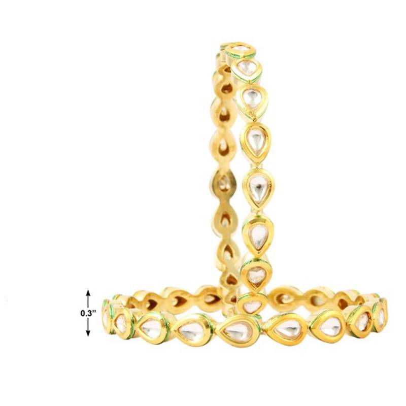 Designer Green Meenakari Oval Kundan Stone Wedding Bridak Bangles Set