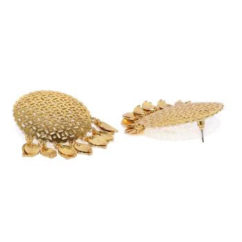 Designer Trendy Fashion Gold Plated Golden Oversized Studs with Jali Work 2