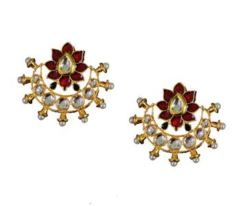 Designer Golden Pretty Semi-Precious Meenakari Studs 1