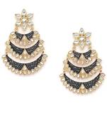 Designer Kundan Stone Dangler Floral Studs Earrings With Meenakari Work