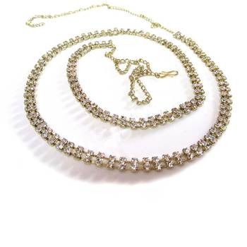 Designer Double Line Diamond Stone Golden Waist Belt Kamarbandh Kamarpatta Belly Hips Chain 1
