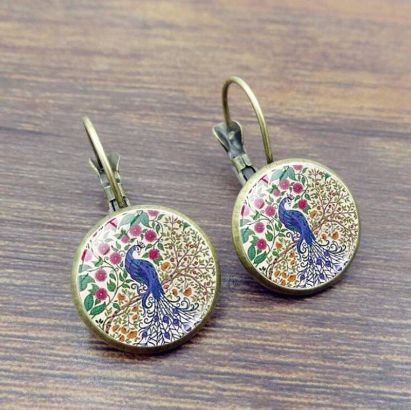 Designer Handpainted Peacock Dangler Earrings