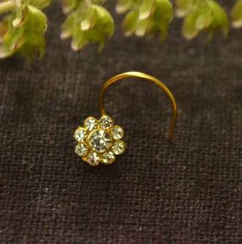 Designer 9 Diamond Stone Floral Nose Pin Nose Ring 1