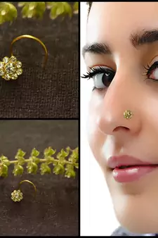 Designer 9 Diamond Stone Floral Nose Pin Nose Ring