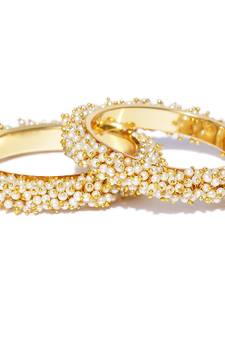 Designer Pearl Stones Full Covered Bangles Set