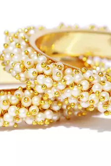 Designer Pearl Stones Full Covered Bangles Set