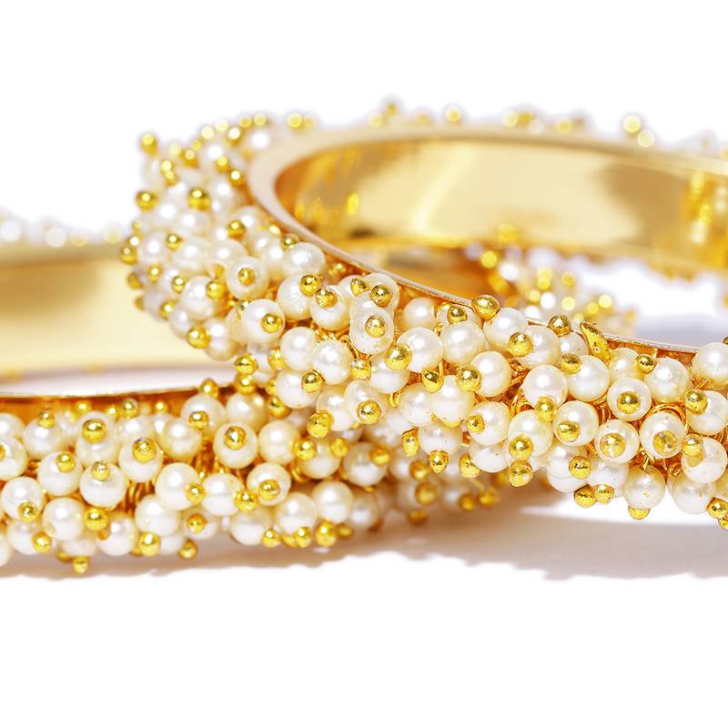 Designer Pearl Stones Full Covered Bangles Set