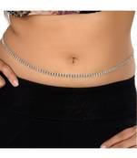 Designer Double Line Diamond Stone Silver Waist Belt Kamarbandh Kamarpatta Belly Hips Chain