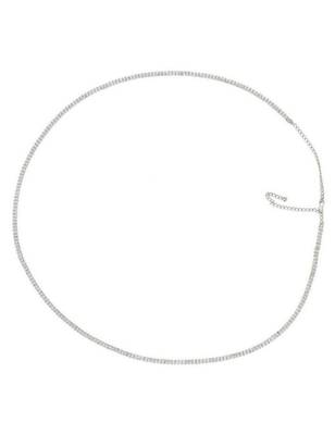 Designer Double Line Diamond Stone Silver Waist Belt Kamarbandh Kamarpatta Belly Hips Chain 2
