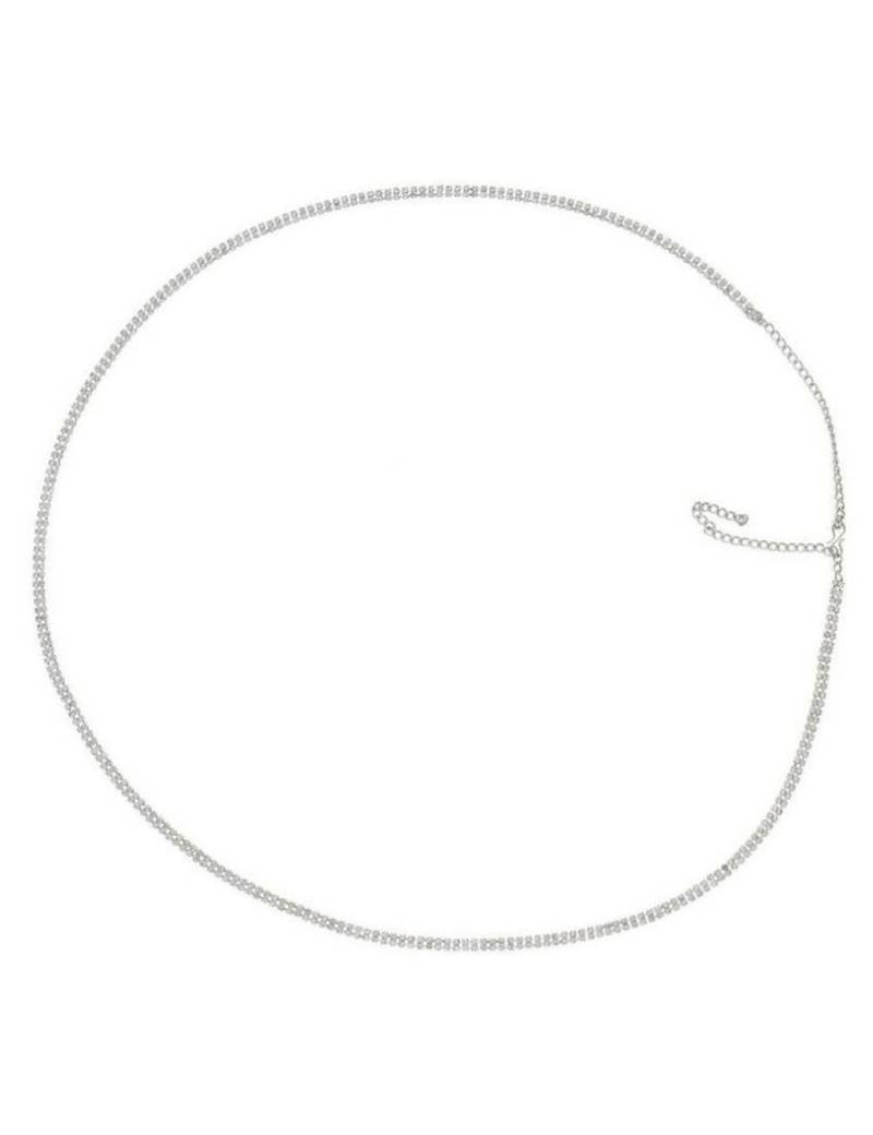 Designer Double Line Diamond Stone Silver Waist Belt Kamarbandh Kamarpatta Belly Hips Chain