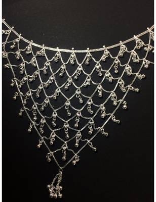 Designer Diamond Stone Silver Waist Belt Saree Challa Kamarbandh Kamarpatta Belly Hips Chain 4