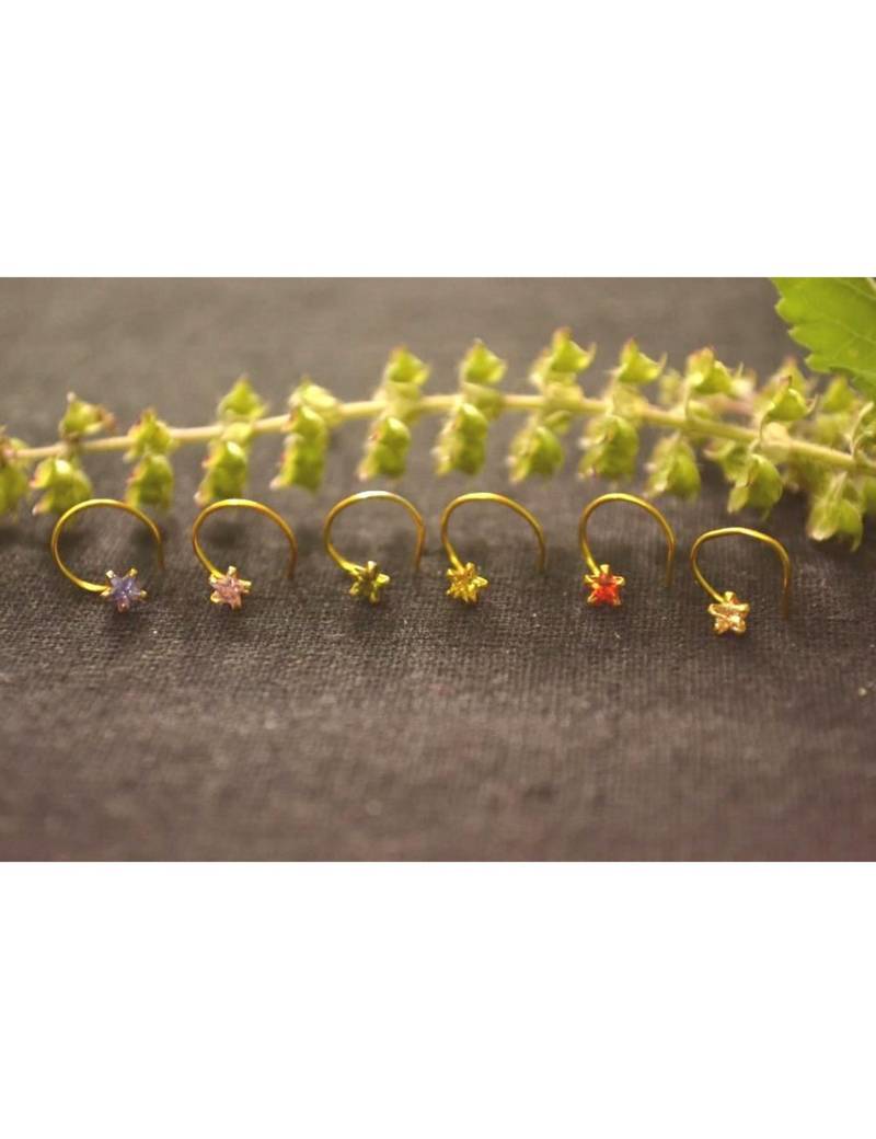 Designer 6 Star Colourful Nose Pin Combo Set Nose Ring