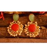 Designer Onyx Stone Gold Plated Golden Pearl Dangler Jhumka Stud Earrings