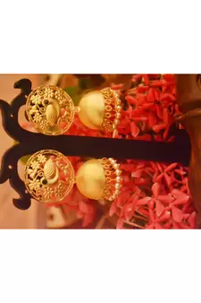 Designer Golden Gold Plated Filigree Jali Work Bird Sparrow Earrings
