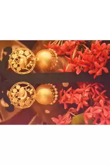 Designer Golden Gold Plated Filigree Jali Work Bird Sparrow Earrings