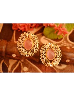 Designer Onyx Stone Gold Plated Golden Kundan Stones Stud Earrings 1