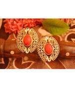 Designer Onyx Stone Gold Plated Golden Kundan Stones Stud Earrings