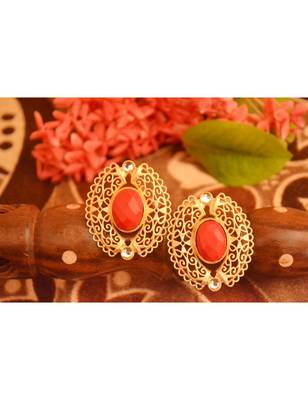 Designer Onyx Stone Gold Plated Golden Kundan Stones Stud Earrings 2