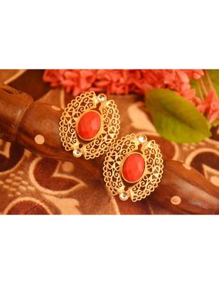 Designer Onyx Stone Gold Plated Golden Kundan Stones Stud Earrings 3