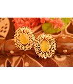Designer Onyx Stone Gold Plated Golden Kundan Stones Stud Earrings