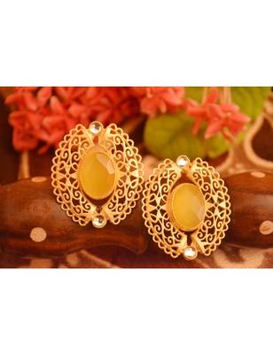 Designer Onyx Stone Gold Plated Golden Kundan Stones Stud Earrings 2