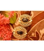 Designer Onyx Stone Gold Plated Golden Kundan Stones Stud Earrings