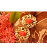 Designer Onyx Stone Gold Plated Golden Kundan Stones Stud Earrings