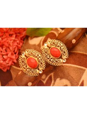 Designer Onyx Stone Gold Plated Golden Kundan Stones Stud Earrings 2