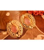 Designer Onyx Stone Gold Plated Golden Kundan Stones Stud Earrings