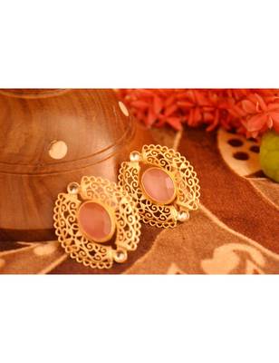 Designer Onyx Stone Gold Plated Golden Kundan Stones Stud Earrings 2