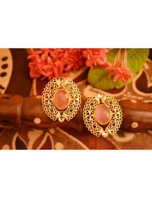 Designer Onyx Stone Gold Plated Golden Kundan Stones Stud Earrings 3
