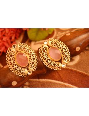 Designer Onyx Stone Gold Plated Golden Kundan Stones Stud Earrings 4