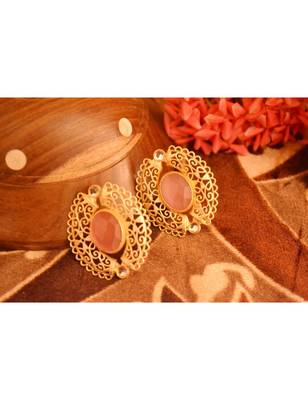 Designer Onyx Stone Gold Plated Golden Kundan Stones Stud Earrings 5