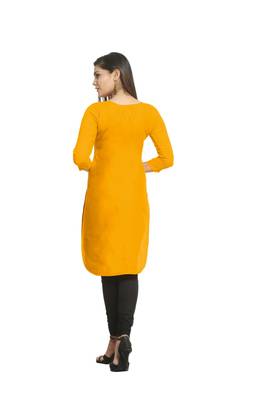 Yellow plain cotton kurti 2