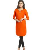 Orange plain cotton kurti